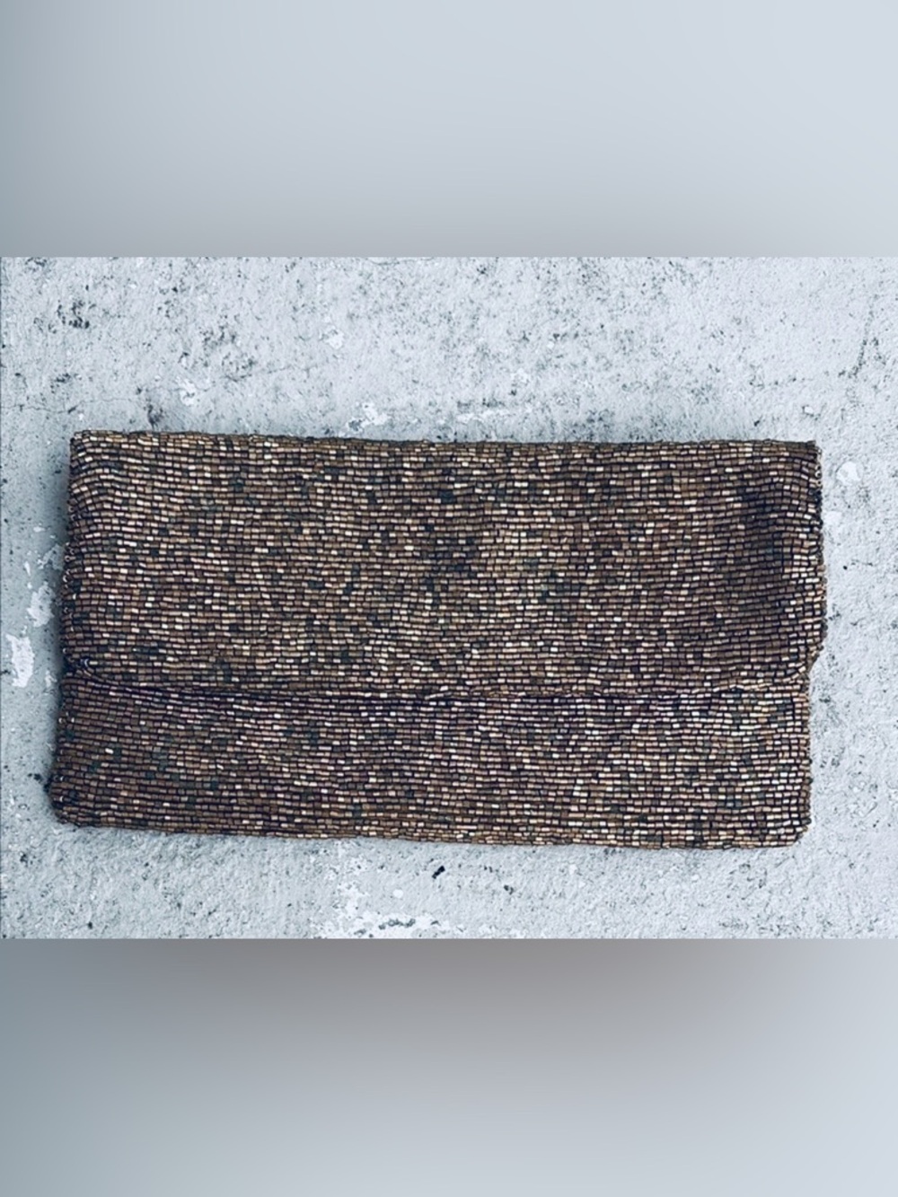 Moyna Vintage Beaded Metallic Silver Evening Clutch